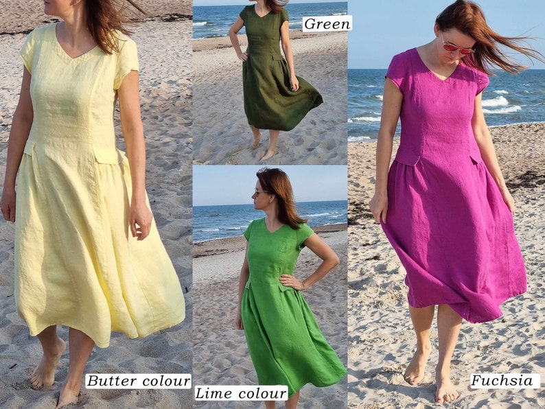 Loose Linen Summer Dress with Sleeves and by BalticLinenArt _image3