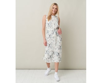 Pure Linen Womens Dress - Soft Summer Fabric with Cute Details and Belt Included