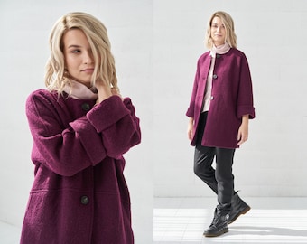 Wool coat, Wool coat women, Long sleeves wool coat
