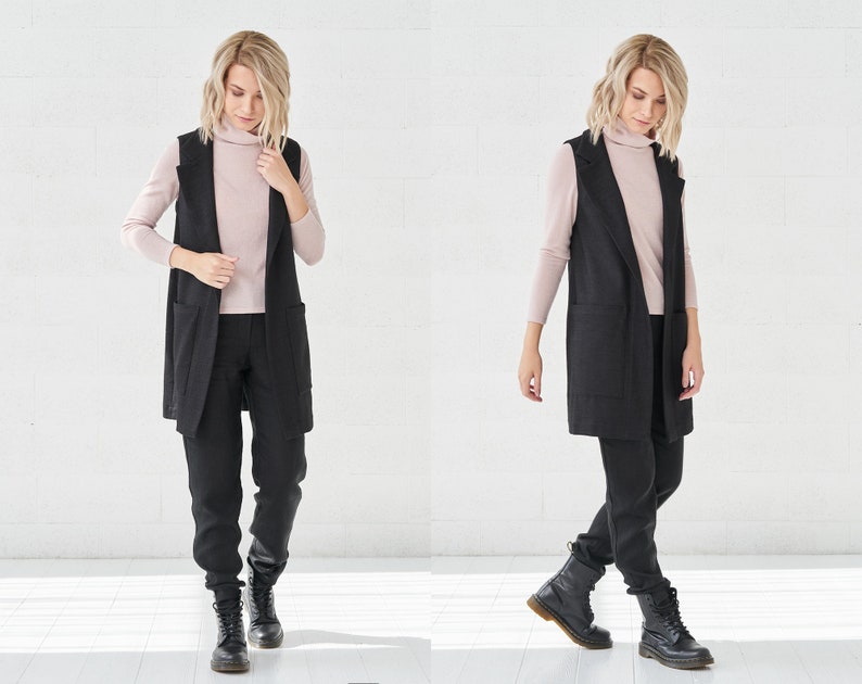 Image 6 of Vest Women, Wool Vest with pockets from Baltic Linen