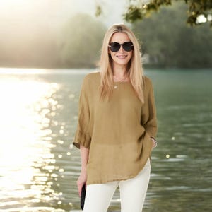 Summer Style: Oversize Linen Top Blouse & Shirt Ideal for Comfortable Wear