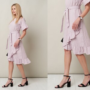 Pure Linen Dress with Belt Flattering and by BalticLinenArt _image5