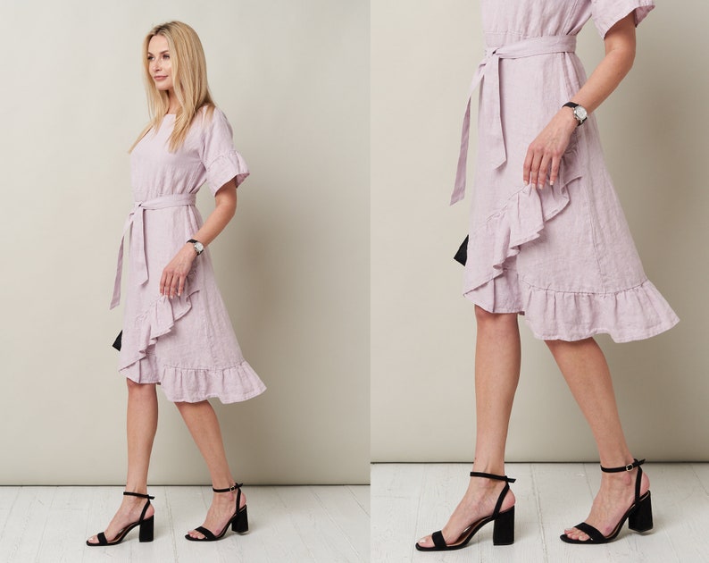 Pure Linen Dress with Belt Flattering and by BalticLinenArt _image5