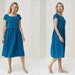 Lockeres Bio-Leinen-Midikleid - Sommerkleid für Damen mit Ärmeln und Taschen