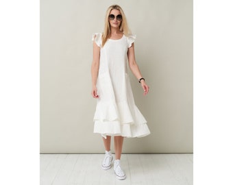 Organic Linen Loose Summer Dress - Soft, Versatile & Flattering for Casual Wear or Special Occasions