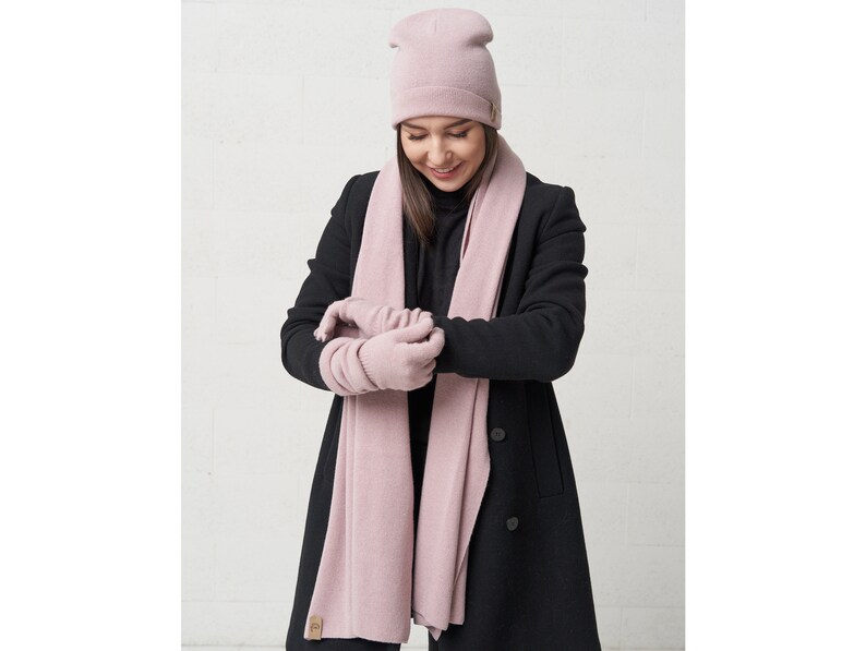 Image 6 of Christmas gifts for her cashmere set, winter gloves, cashmere scarf, and hat from Baltic Linen