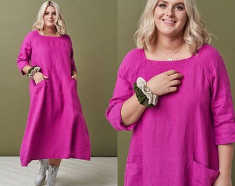 Boho Chic: Summer Linen Plus Size Dress for Women - Perfect for Autumn