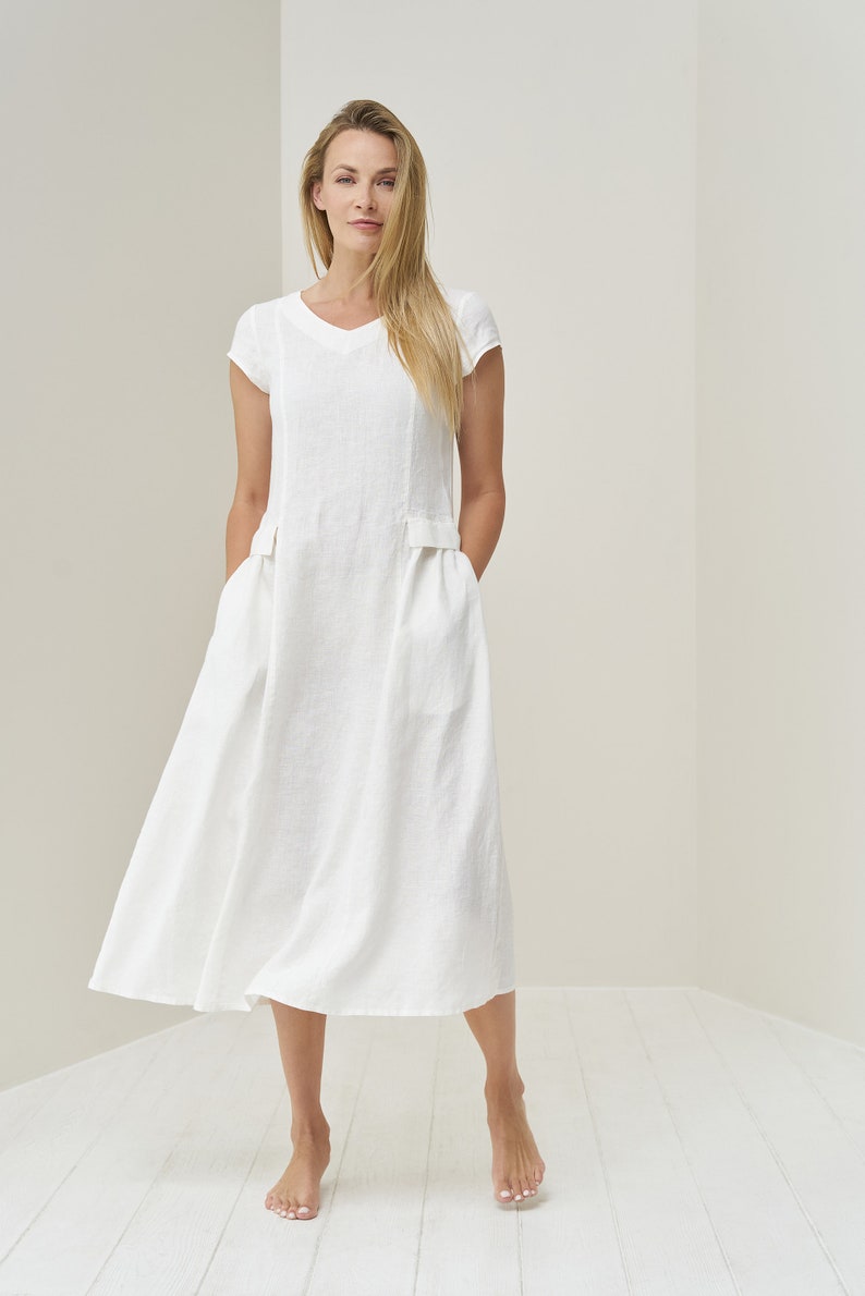 Loose Linen Summer Dress with Sleeves and by BalticLinenArt _image4