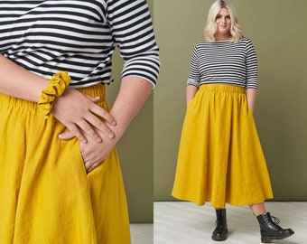 Summer Style: Comfy Linen Maxi Skirt with Pockets in Different Colors - Sustainable and Handmade