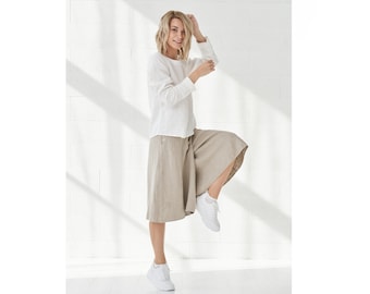 Linne sommarshorts och kjolkläder - Vida byxor, byxor för vardagsbruk!