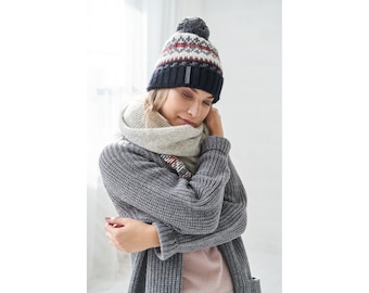 Sheep wool hat gift for her scandinavian style natural wool winter hat