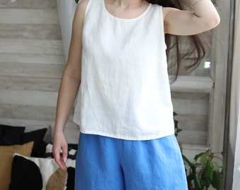 Breezy Summer Style: Linen Tank Top Loose Blouse for Women - Comfortable and Chic