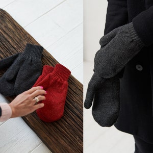Image 6 of Warm winter mittens gift for her wool mittens soft arm warmers fall gift from Baltic Linen