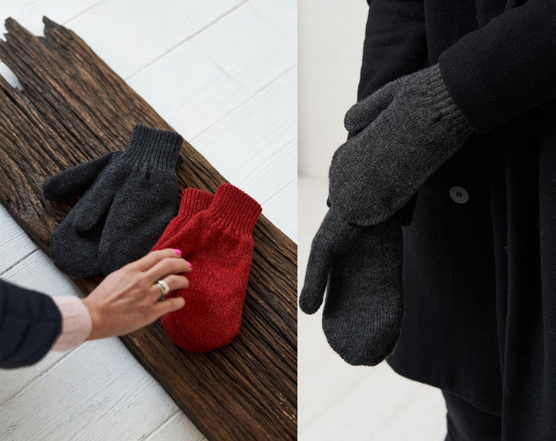 Image 6 of Warm winter mittens gift for her wool mittens soft arm warmers fall gift from Baltic Linen