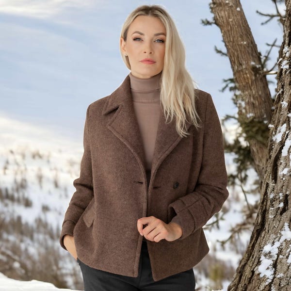 Wool Coat With Long Sleeves - Short Winter Coat