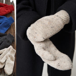 Image 2 of Warm winter mittens gift for her wool mittens soft arm warmers fall gift from Baltic Linen