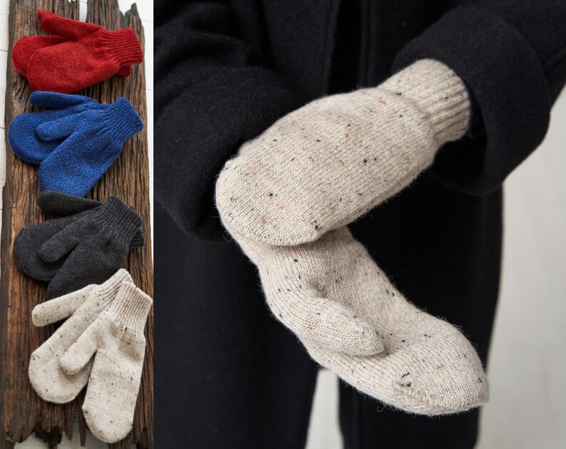 Image 2 of Warm winter mittens gift for her wool mittens soft arm warmers fall gift from Baltic Linen