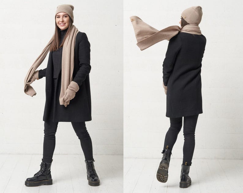 Image 1 of Christmas gifts for her cashmere set, winter gloves, cashmere scarf, and hat from Baltic Linen