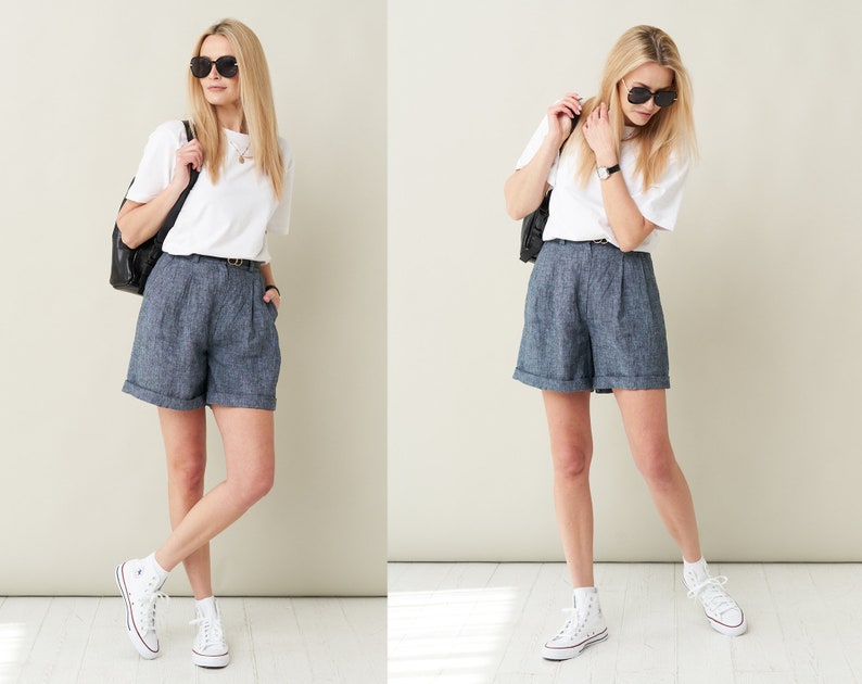 Image 8 of Linen High Waist Shorts from Baltic Linen