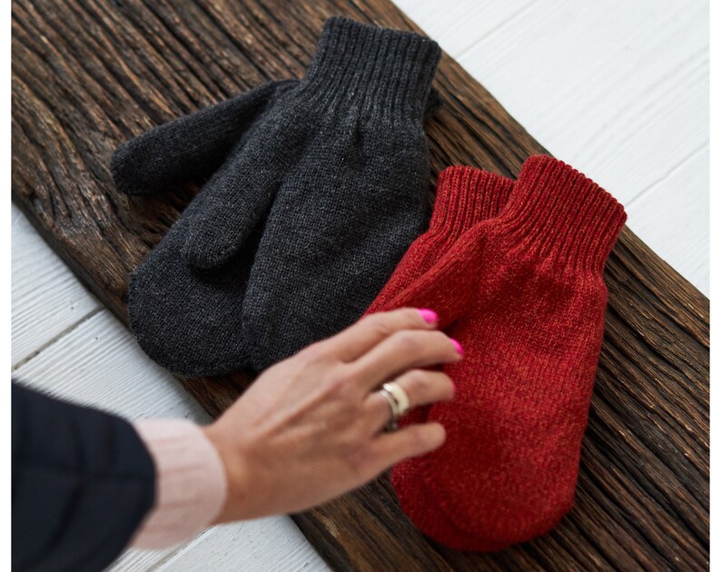 Image 7 of Warm winter mittens gift for her wool mittens soft arm warmers fall gift from Baltic Linen