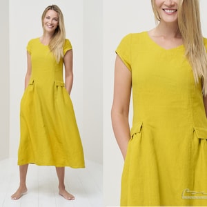 Loose Linen Summer Dress with Sleeves and by BalticLinenArt _image7