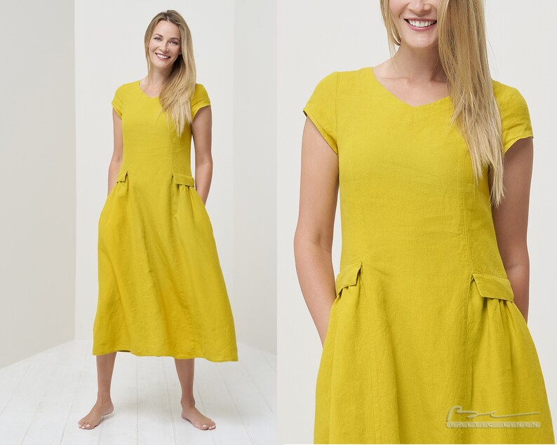 Natural Fabric Dress. Loose Linen Dress. Sleeves Linen Dress Etsy