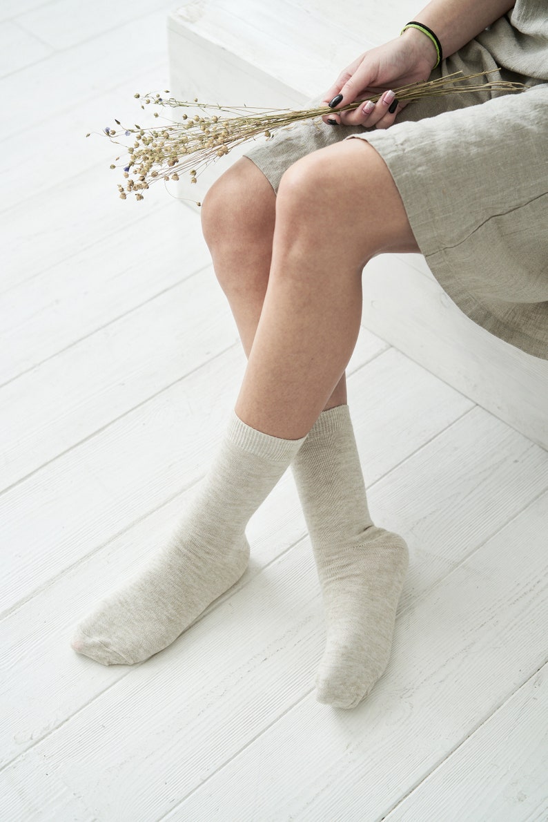 Image 2 of Set 3 organic linen socks, Socks for men and women, Natural socks from Baltic Linen