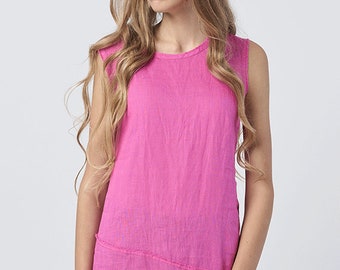 Linen Summer Blouse - Loose Tank Top for Women