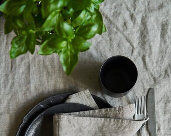 Natural linen tablecloth. Handmade, table decor, linens