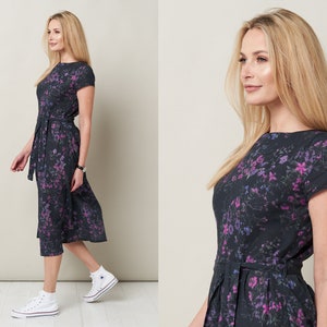 Versatile Floral Print Linen Dress - Womens Summer Loose Dress