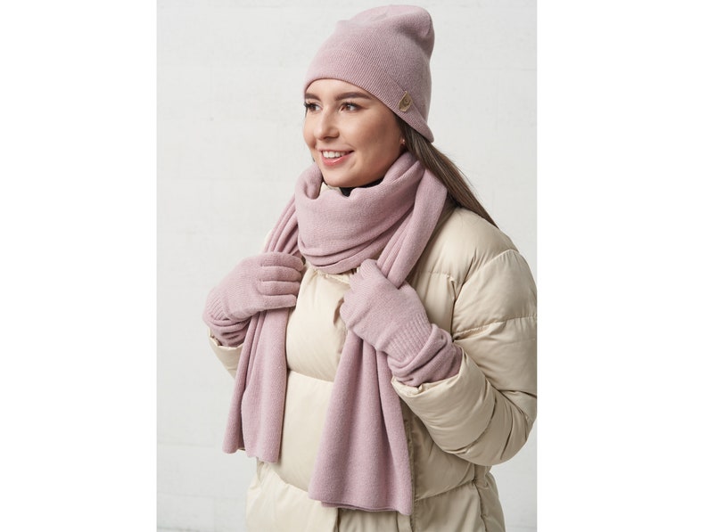 Image 8 of Christmas gifts for her cashmere set, winter gloves, cashmere scarf, and hat from Baltic Linen