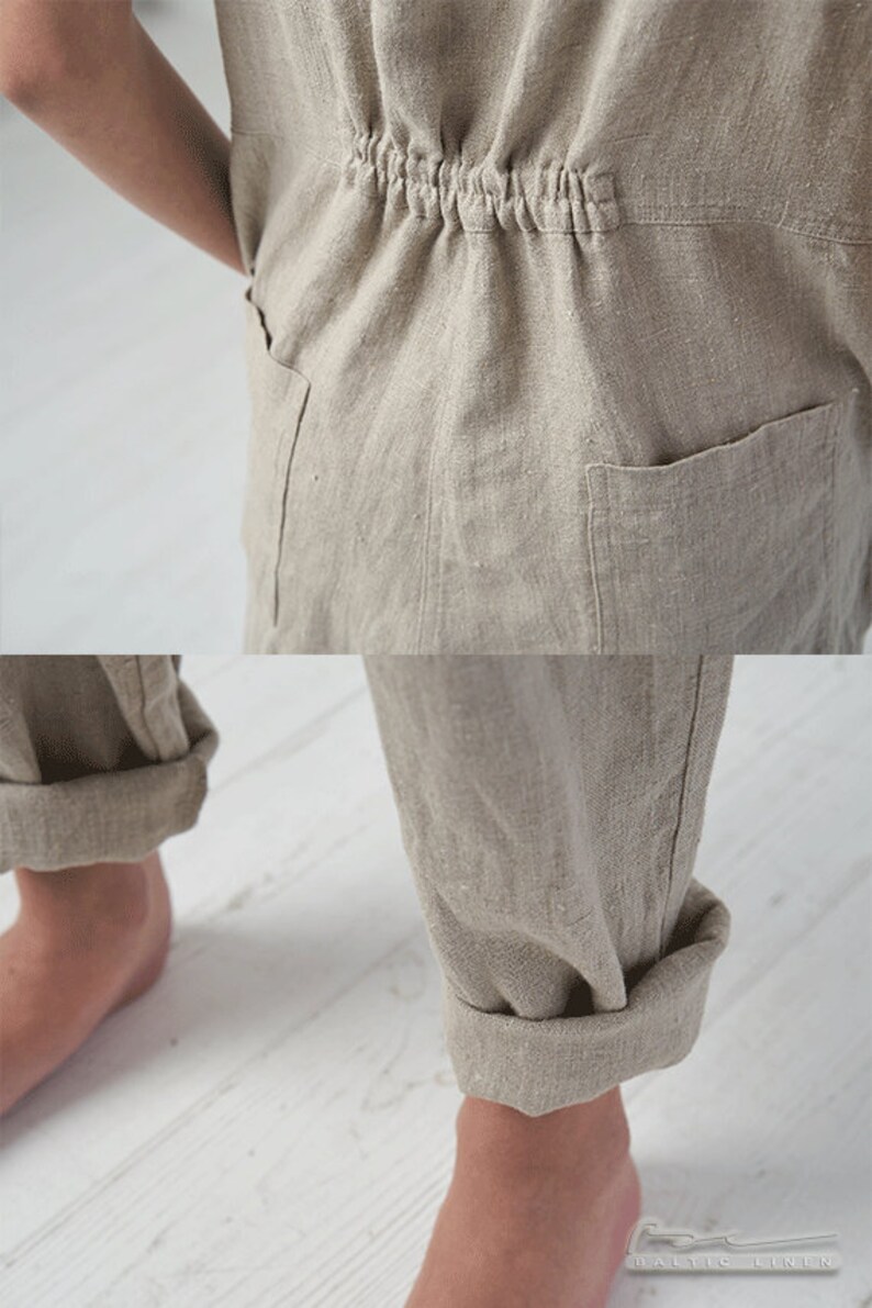 Natural Linen Jumpsuit for Women Handmade by BalticLinenArt _image9