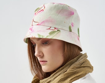 Linen bucket hat, Summer hat