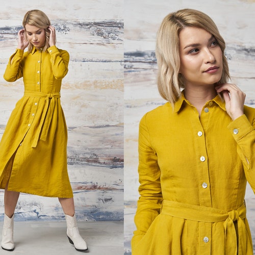 Linen summer dress exclusive dress Maternity shirtdress. Maternity linen clothing