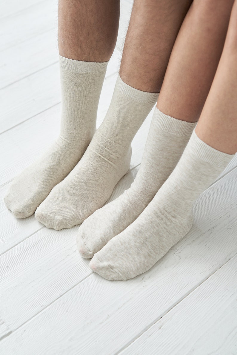 Image 4 of Set 3 organic linen socks, Socks for men and women, Natural socks from Baltic Linen