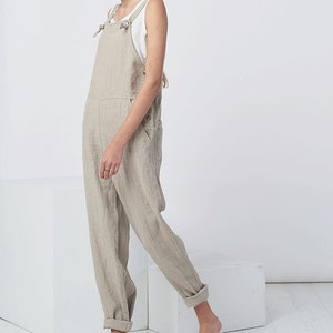 Natural Linen Jumpsuit for Women - Handmade Overalls