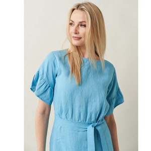 Pure Linen Dress with Belt Flattering and by BalticLinenArt _image8