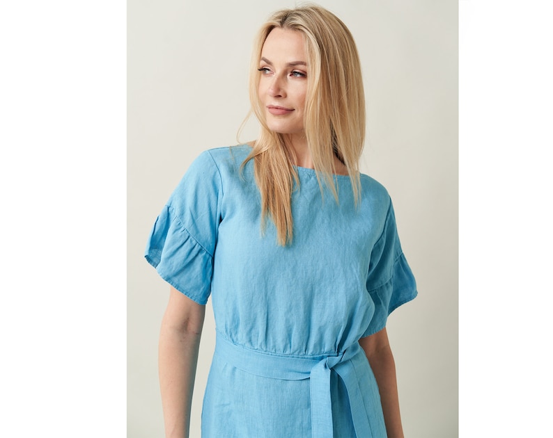 Pure Linen Dress with Belt Flattering and by BalticLinenArt _image8
