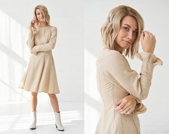 Womens Long Sleeve Linen Summer Midi Dress - Effortlessly Elegant