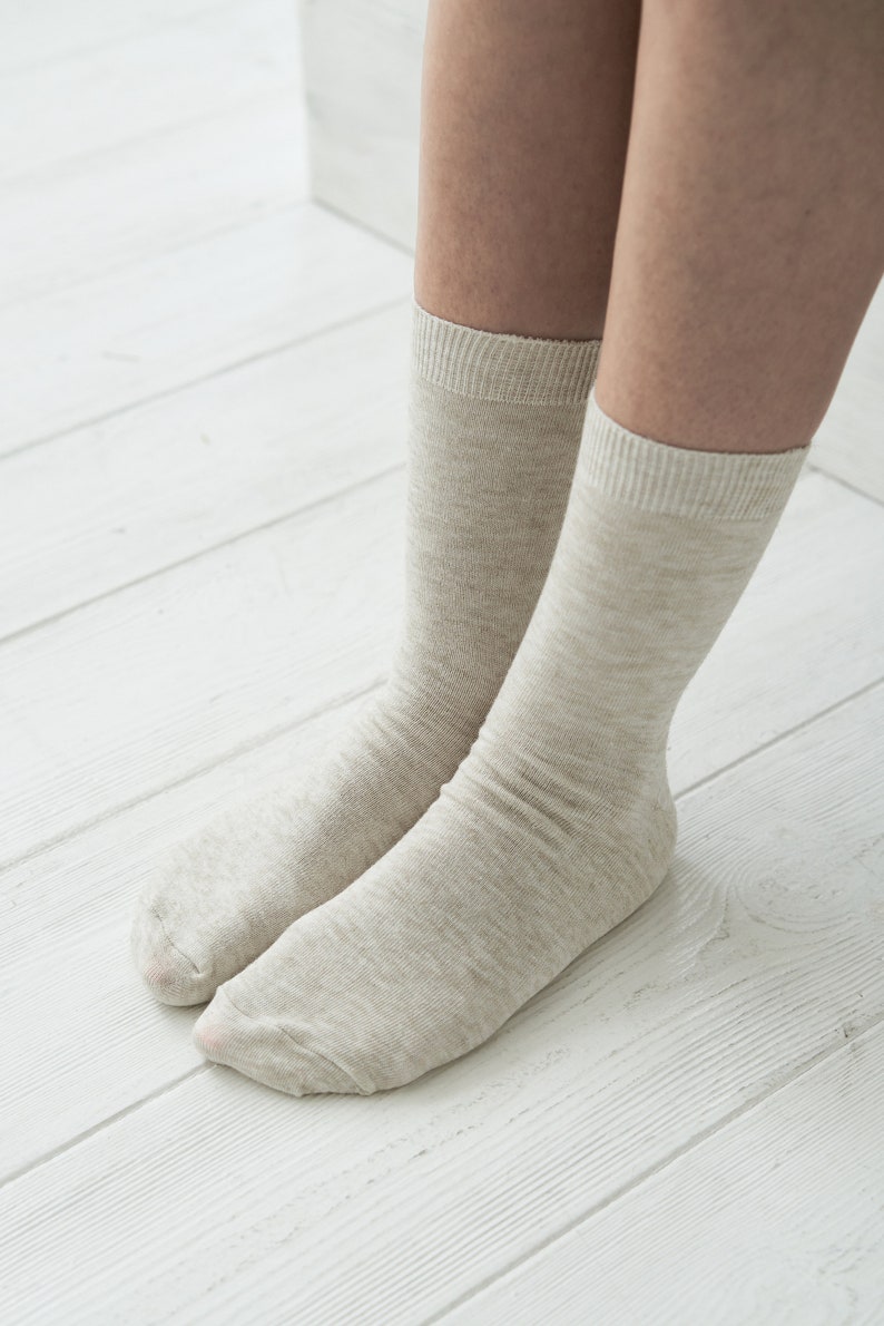 Image 3 of Set 3 organic linen socks, Socks for men and women, Natural socks from Baltic Linen