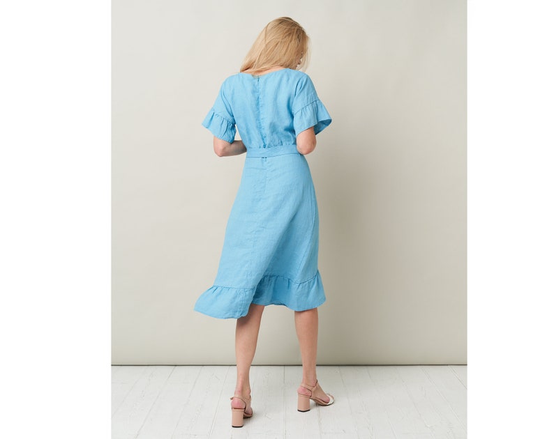 Pure Linen Dress with Belt Flattering and by BalticLinenArt _image9