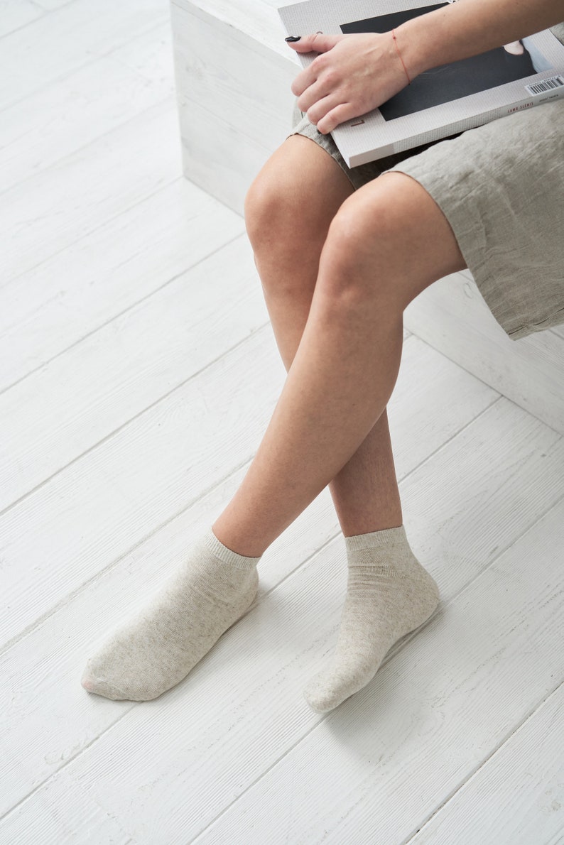 Image 1 of Set 3 organic linen socks, natural socks, soft linen socks from Baltic Linen