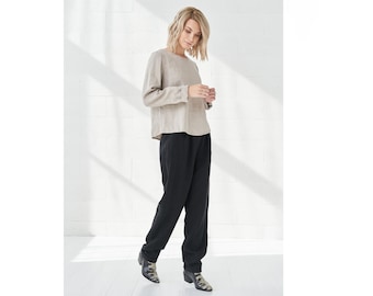 Womens Linen Pants - Loose Fit Wide Leg and Tapered Styles