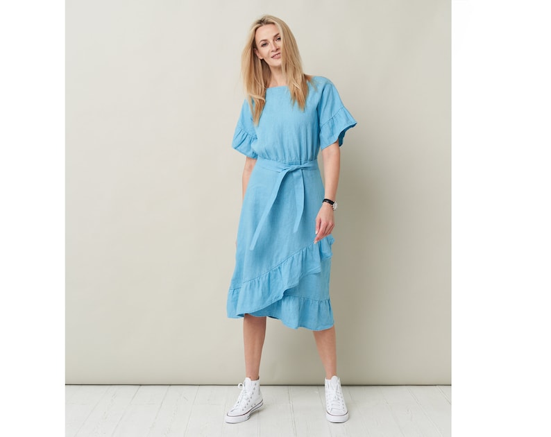 Pure Linen Dress with Belt Flattering and by BalticLinenArt _image7
