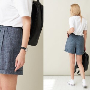 Image 4 of Linen High Waist Shorts from Baltic Linen