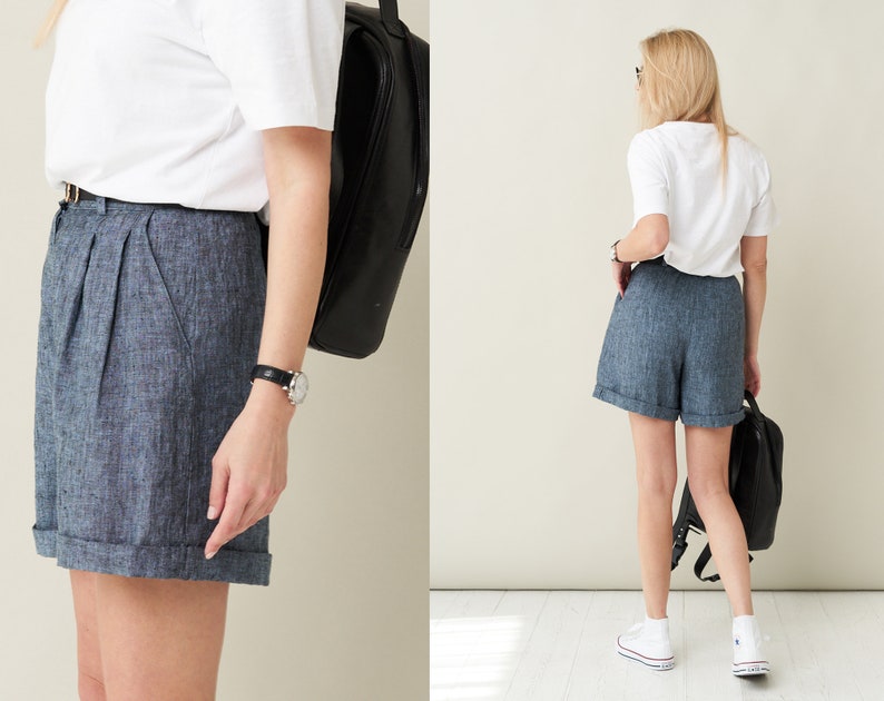 Image 4 of Linen High Waist Shorts from Baltic Linen