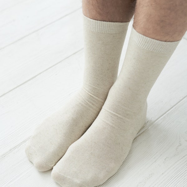 Set 3 chaussettes en lin bio, chaussettes naturelles lin pour hommes chaussettes courtes