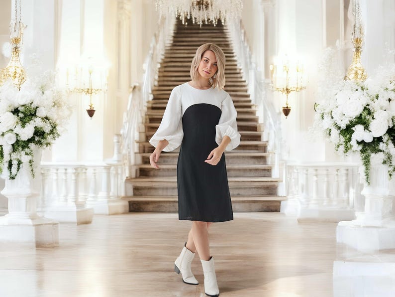 Linen Long Sleeve Dress for Summer Perfect for by BalticLinenArt