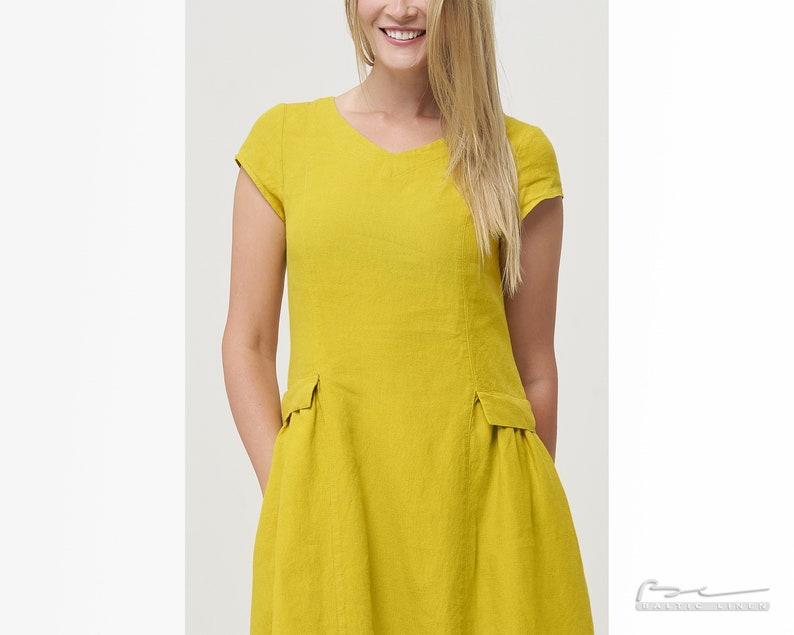 Loose Linen Summer Dress with Sleeves and by BalticLinenArt _image8