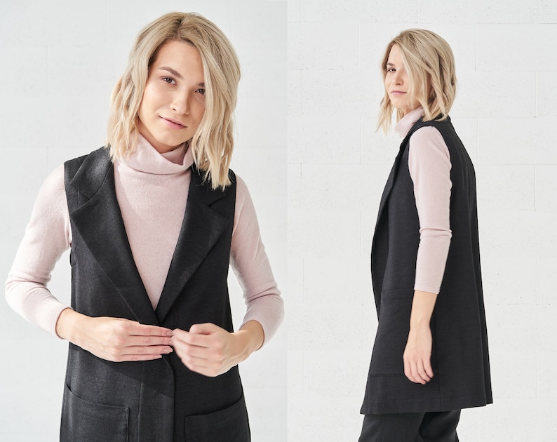 Image 3 of Vest Women, Wool Vest with pockets from Baltic Linen